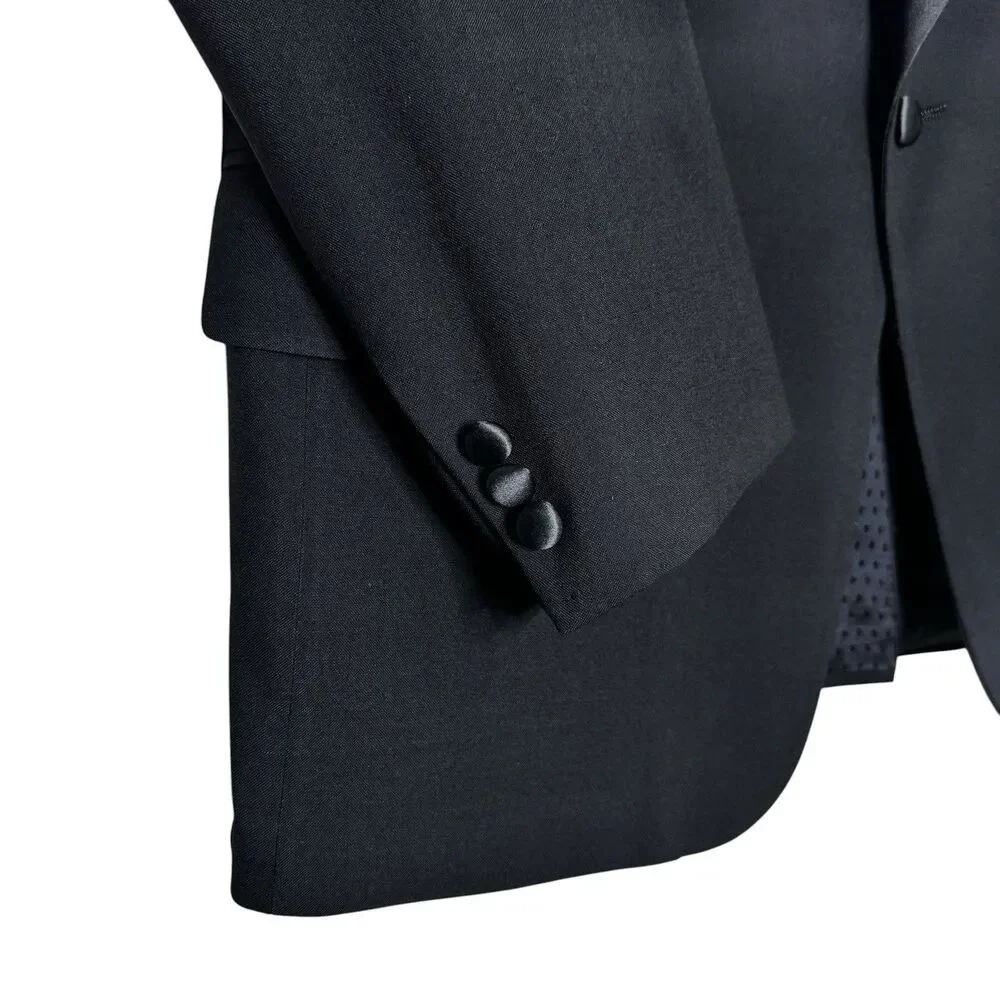 VTG Christian Dior Monsieur Black Tuxedo 44R 35x31.5 Satin Stripe Pants 2 Piece